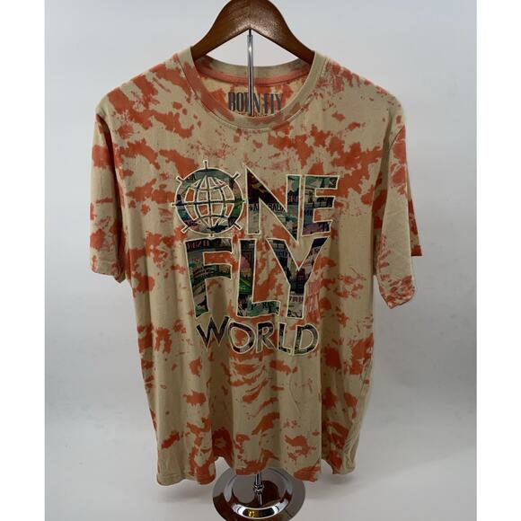 Rare Size Large Born Fly One Fly World t-shirt Orange Cream - Picture 1 of 11